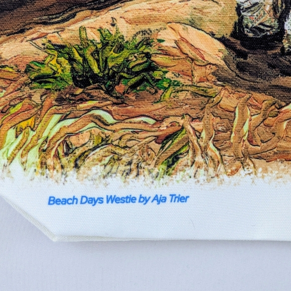 Tote Bag Westie Beach Days By Aja Trier Poly Poplin Multicolor NWT - Picture 3 of 9